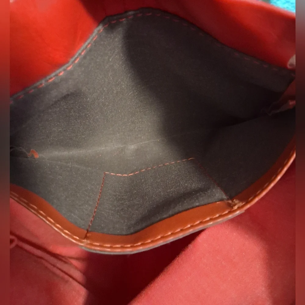 EUC IF Bags Italy Red Smooth Sustainable Vegan Eco-Leather Drawstring Backpack